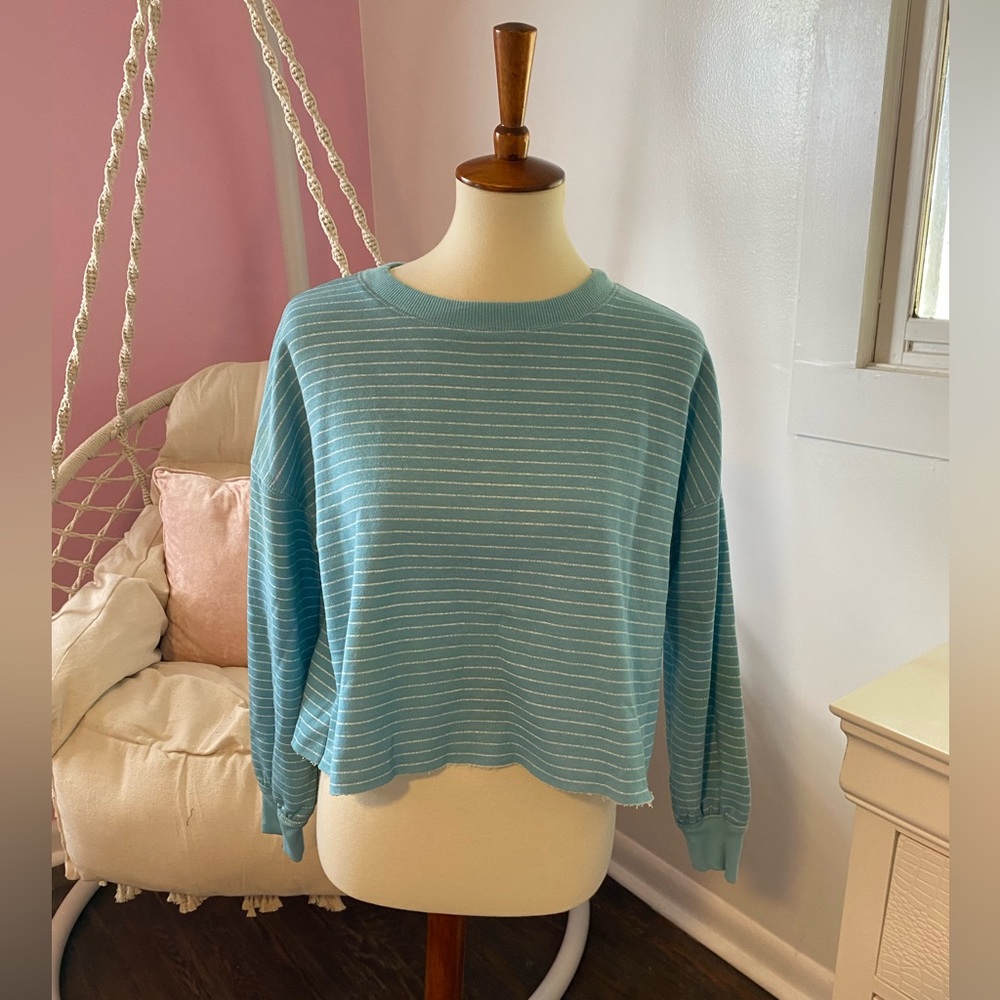 Cropped blue/white sweatshirt